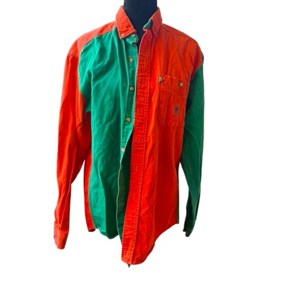 VTG 90s Panhandle Slim Rough Stock Button Up Shirt Long Sleeve color block Sz L‎